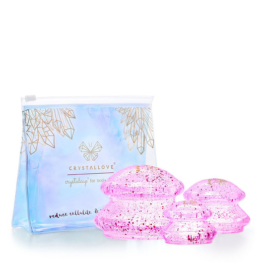 akcesoria dla niej CRYSTALLOVE Bańki silikonowe do masażu ciała z brokatem - rose