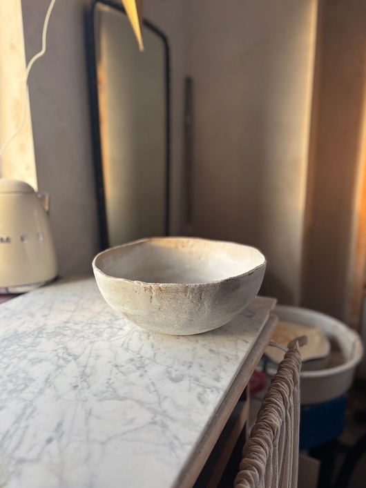 talerze, miski Ceramiczna Misa XL Rustic White Skandynawski Styl