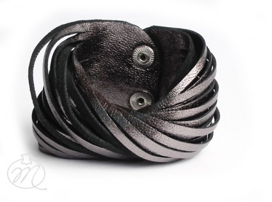 Bransoletka skórzana srebrna TWISTed Mikashka