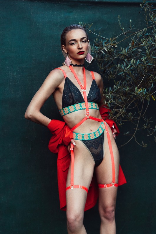 bielizna - inne Harness neon pink