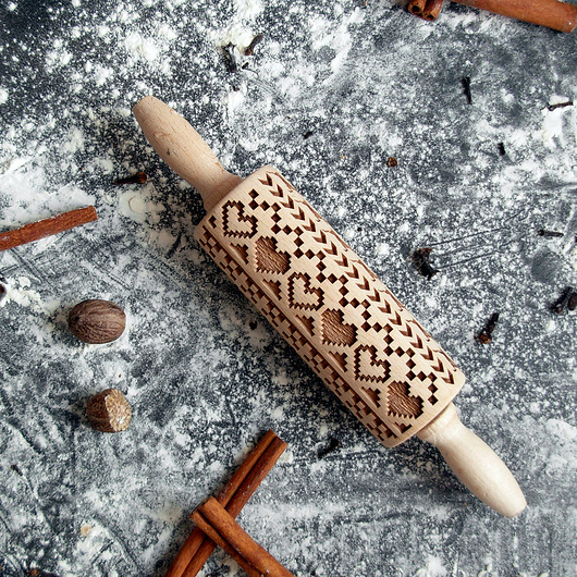 skandynawski- wałek grawerowany do ciastek, mały Rolling Pin Collection