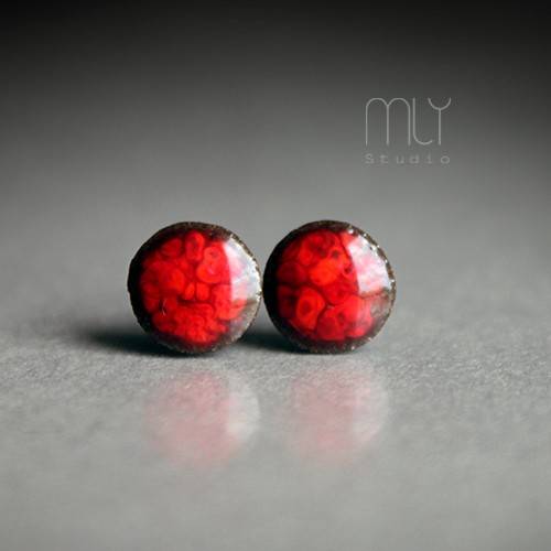 kolczyki ceramiczne Mini Makowe 6mm /stal chirurgiczna/