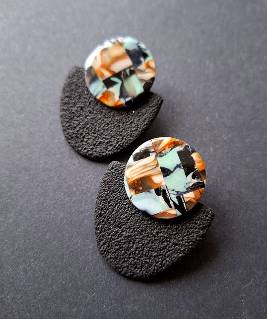 kolczyki z masy plastycznej Kolczyki kamienne inspiracje no4