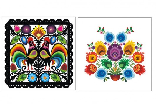 Dwie poduszki folk-zamówienie Gaul Designs