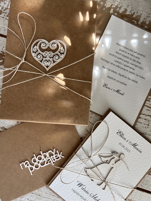 zaproszenia i kartki na ślub Oryginalna kartka ślubna ręcznie robiona z personalizacją