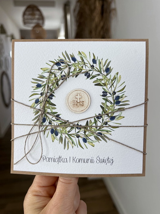 kartki na komunię Kartka na komunię - pamiątka komunii ręcznie robiona Prezent