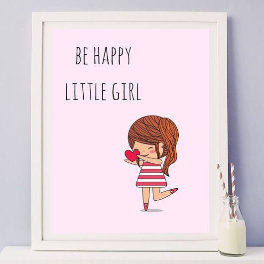 plakat BE HAPPY LITTLE GIRL MUKI design