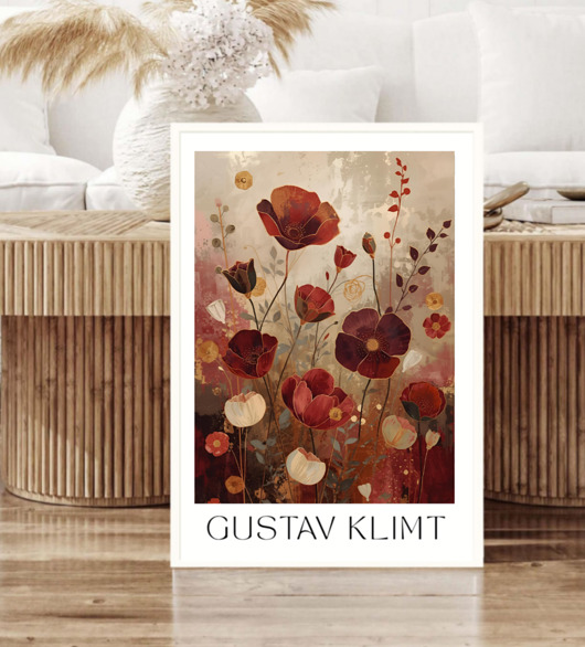 plakaty PLAKAT Gustav Klimt, łąka kwiatowa obraz