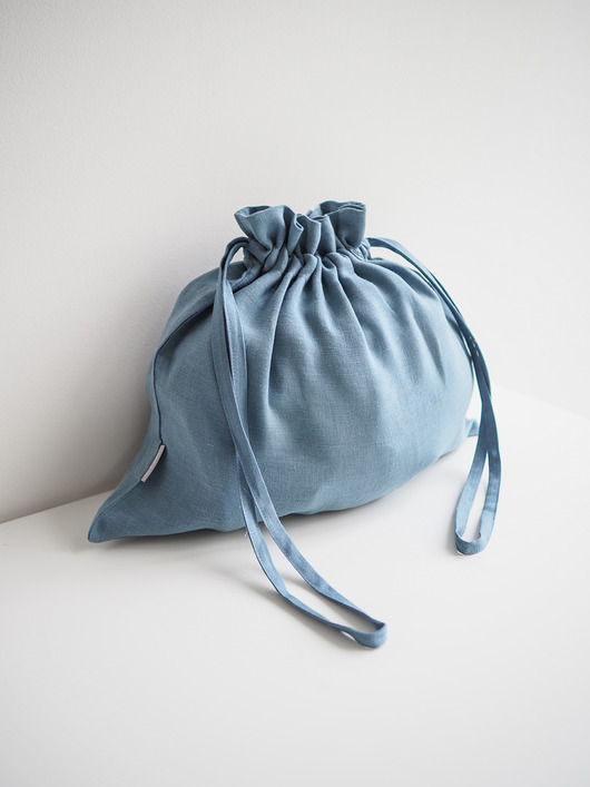 przechowywanie - różne Lniany woreczek DUSTY BLUE