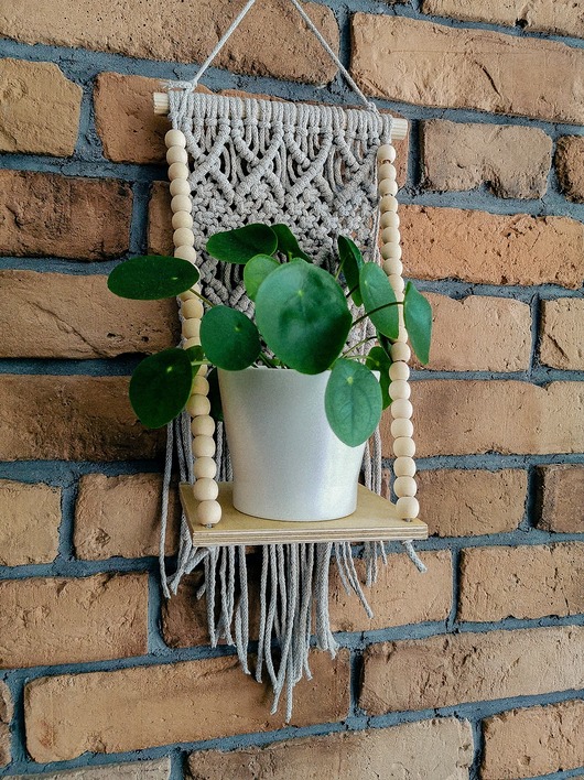 Półka wisząca drewno + makrama Hygge Macrame
