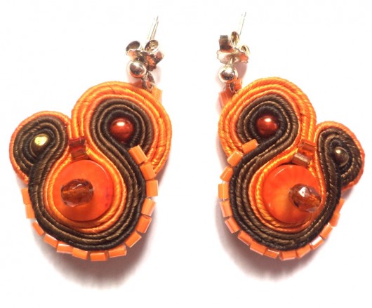 Kolczyki sutaszowe Orange&Brown I EDYTA TOBIASZ