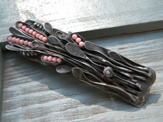 szuwary- klamra do włosów - koral różowy Beata Trotter