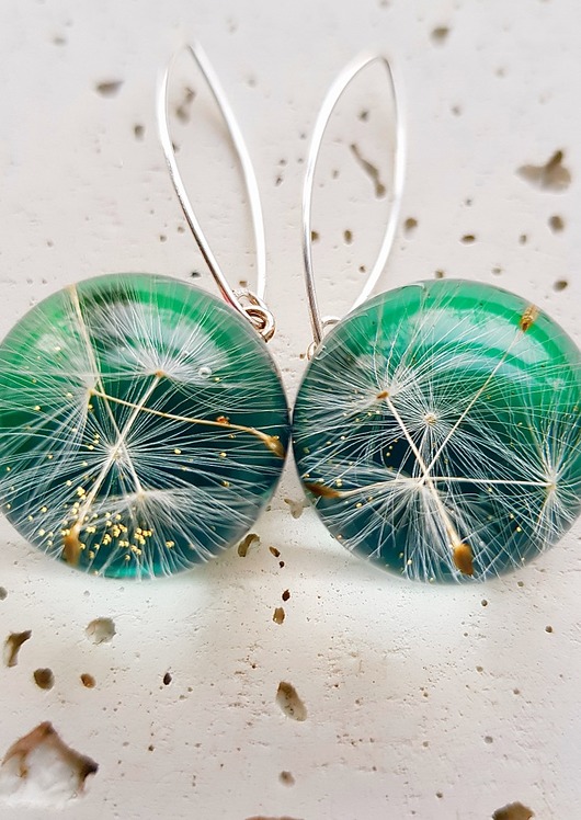 Kolczyki srebrne z nasionami dmuchawca Grol Jewellery
