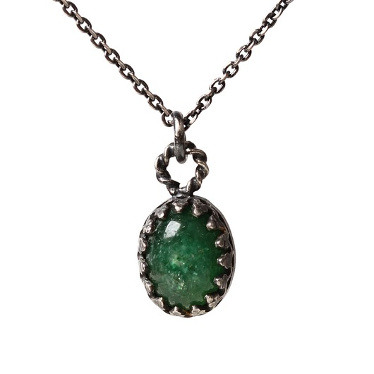 srebrne naszyjniki Minimalistyczny srebrny naszyjnik z zielonym awenturynem w stylu Vintage