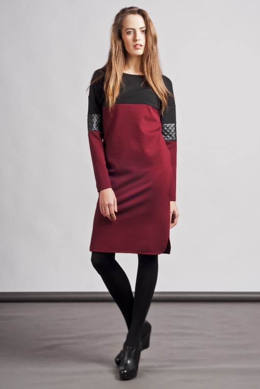 Dress with quilted leather accents, suk 107 Lanti
