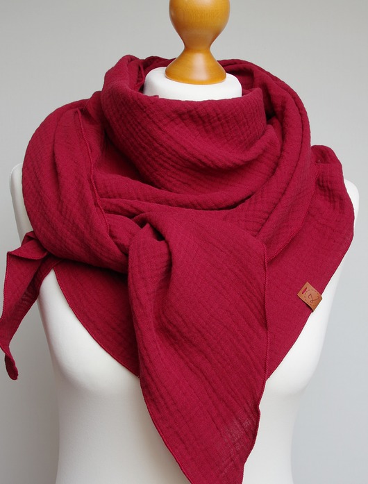 szale damskie Lekka bordowa Chusta muślinowa - Pracownia Zolla