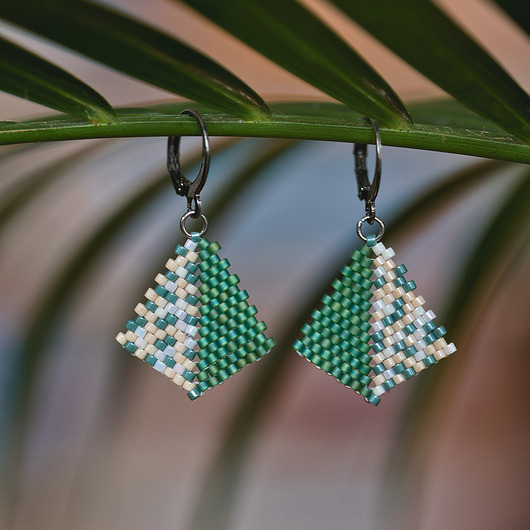 kolczyki szklane Zielone kolczyki z koralików