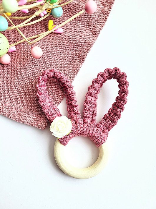 ozdoby wielkanocne Wielkanoc - Podstawka pod jajko lub Serwetnik Zając Brudny róż