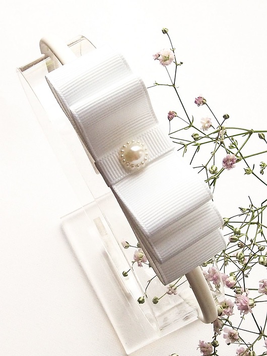 ozdoby do włosów dla dzieci Opaska z kokardą biała