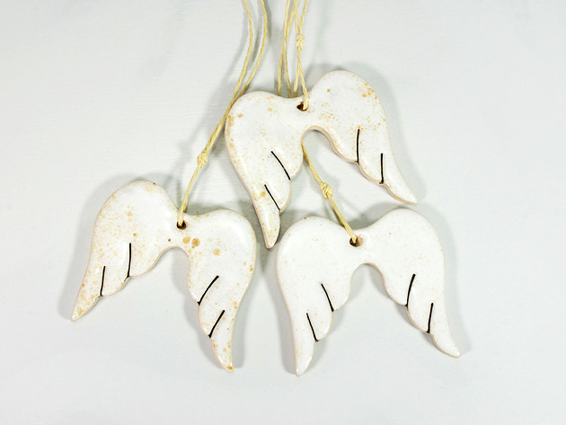 ozdoby choinkowe Ceramiczne skrzydła anioła - ozdoby świąteczne