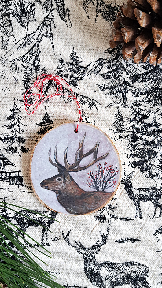 ozdoby choinkowe Drewniana, ręcznie robiona ozdoba choinkowa, możliwa personalizacja, jeleń