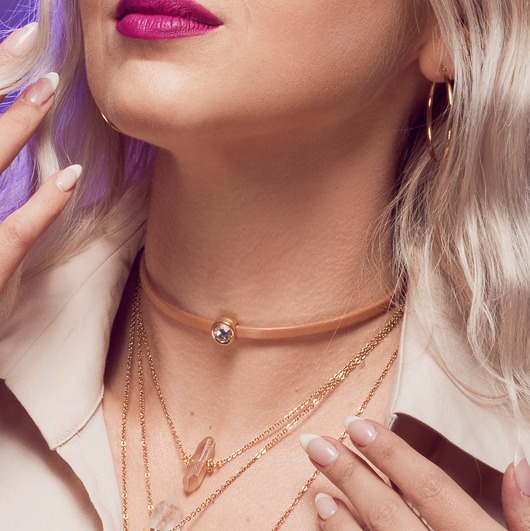 chokery Choker ze skóry Crystal Beige