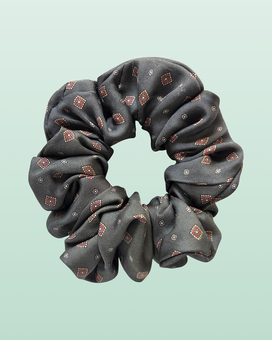 gumki do włosów Scrunchie MIDI zieleń we wzory