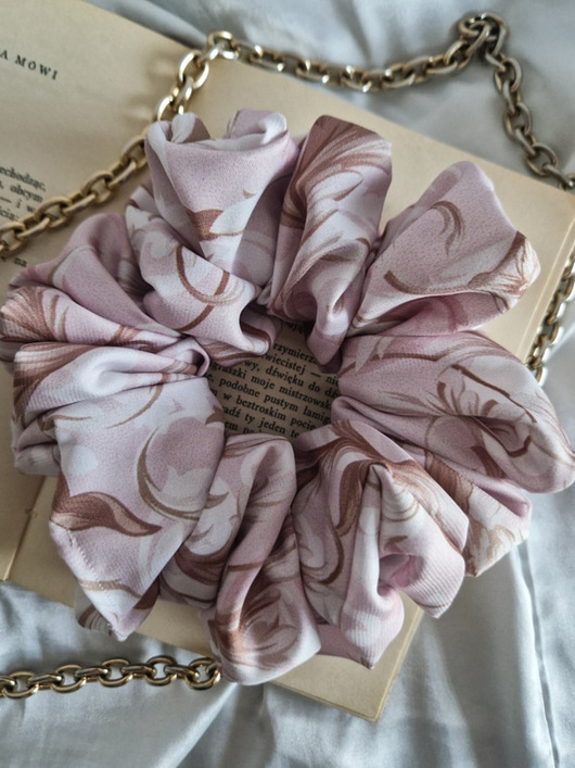 gumki do włosów Scrunchie Pastel XL - gumka do włosów satynowa różowa