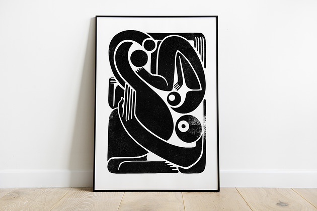 grafiki i ilustracje Grafika w stylu "Woodblock", papier 100% bawełna