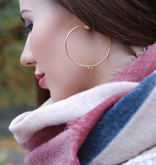 Kolczyki duże koła z krzyżykami - srebro 925 Coccola JEWELLERY