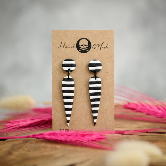 kolczyki z masy plastycznej Kolczyki Lisa - czarno-białe