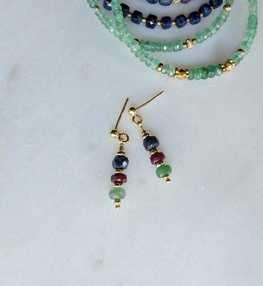 kolczyki pozłacane Szlachetne trio, pozłacane kolczyki