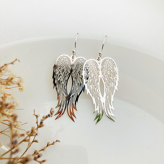 kolczyki srebrne Kolczyki skrzydła, srebrne filigranowe skrzydełka