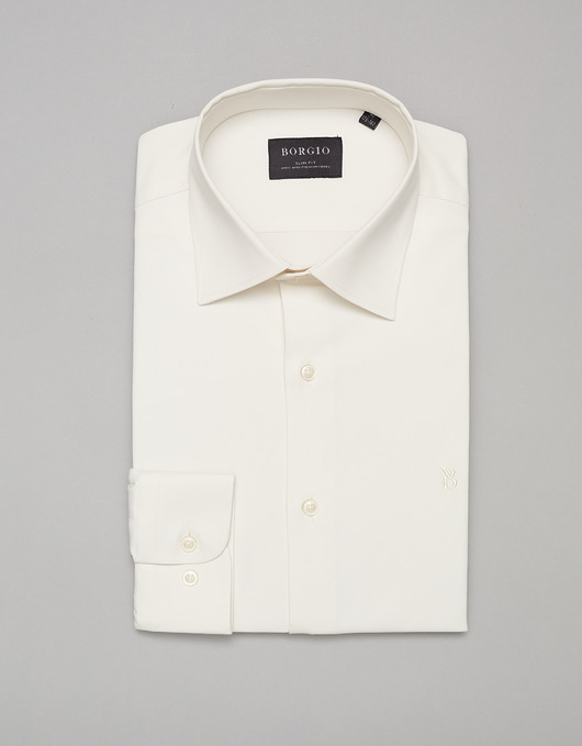 koszule męskie Koszula acconia 00395 ecru slim fit