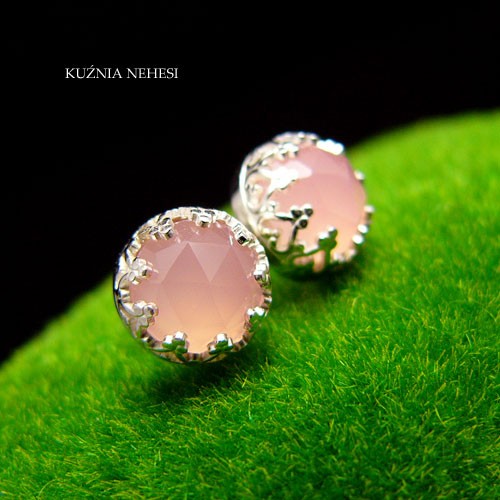 Kolczyki – Lea – Chalcedon Pink Srebro Kuźnia Nehesi