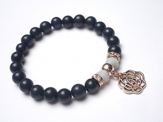 Navy blue flower /07.04.15/ - bransoletka KiKa pracownia