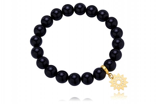 BRANSOLETKA onyks + srebro 925 pozłacane Coccola JEWELLERY