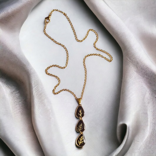 chokery Naszyjnik ze złotymi roślinkami : wisiorek z żywicy : GOLDEN FLORA I