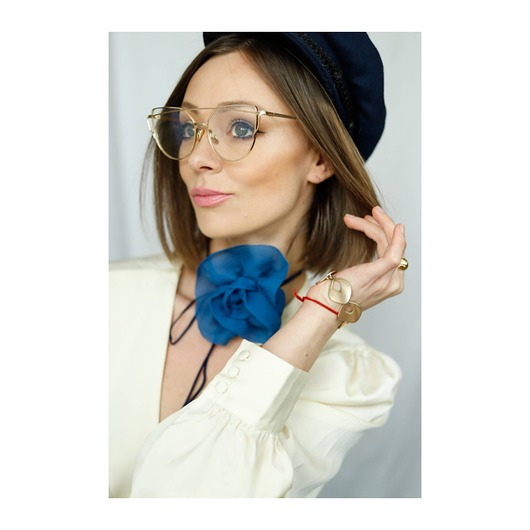 chokery Niebieski choker z jedwabiu