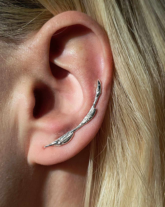 nausznice Kolczyk- nausznica GAŁĄZKA Długa lewe ucho