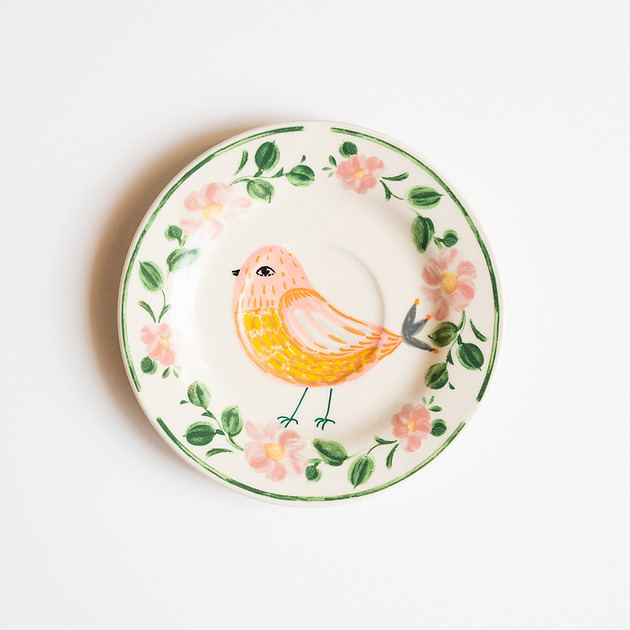 Ozdoby na ścianę Talerz na ścianę - ptaszek w kwiatkach