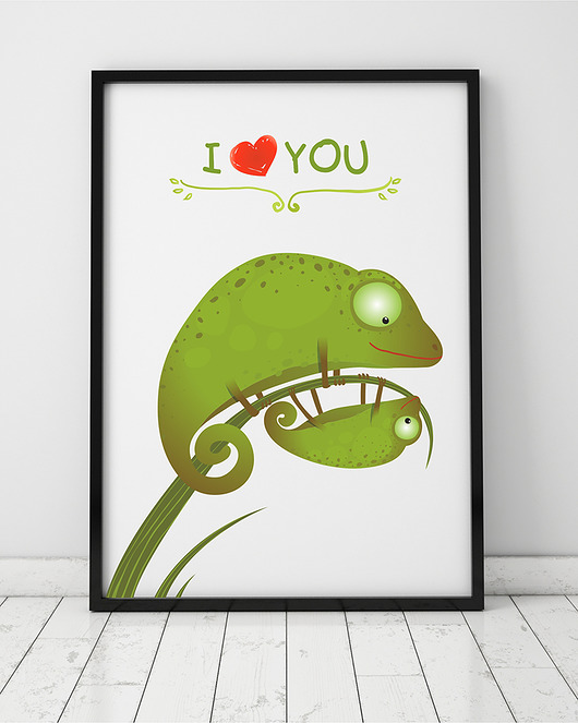 plakat. i love YOU. kameleony (format A3) Love Life and Forest