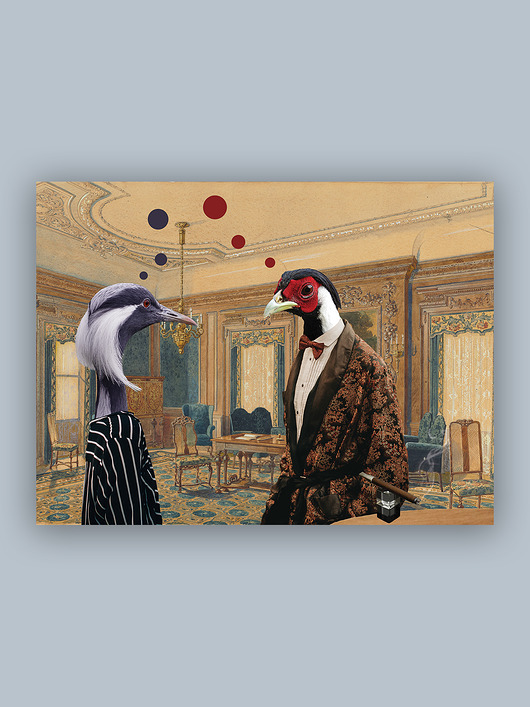 Kolaż,plakat dekoracyjny PTASIE OPOWIASTKI Into collage