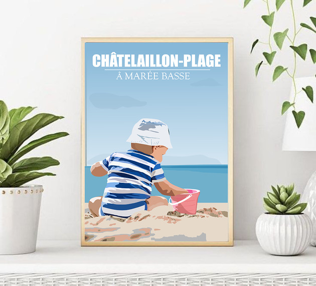 obrazy i plakaty do pokoju dziecięcego Chłopiec na plaży