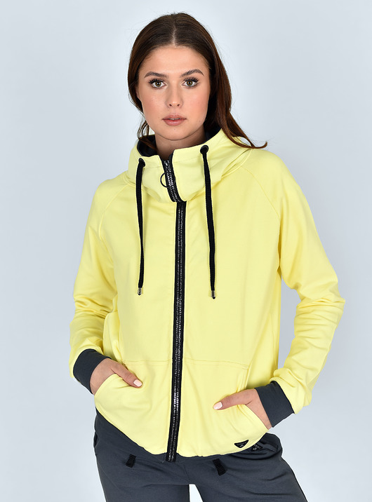 bluza z kapturem damska Bluza na zamek żółto/popielata Suzana