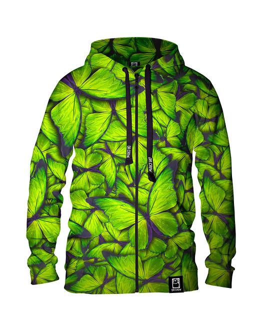 bluza z kapturem damska Damska Bluza Expres Zamek DR.CROW Motyle Green