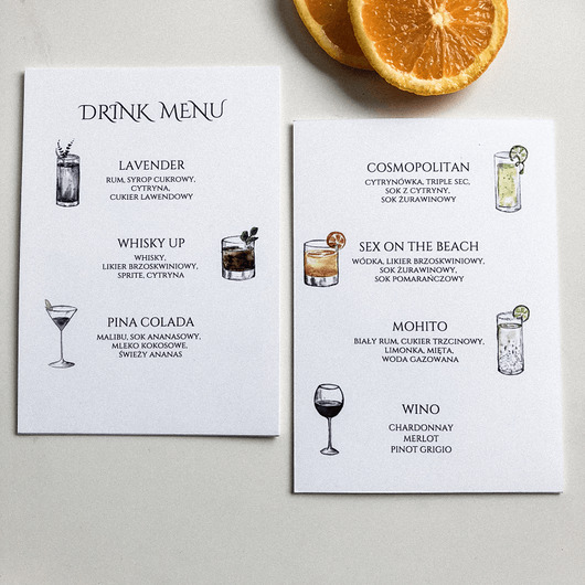 Drink menu Design Your Wedding