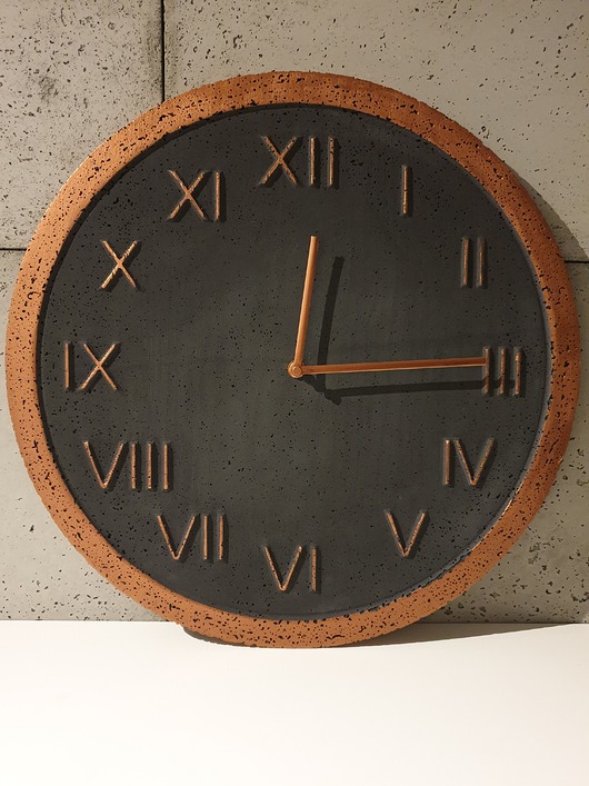 zegary Zegar betonowy cgrafit miedź designerski 45cm