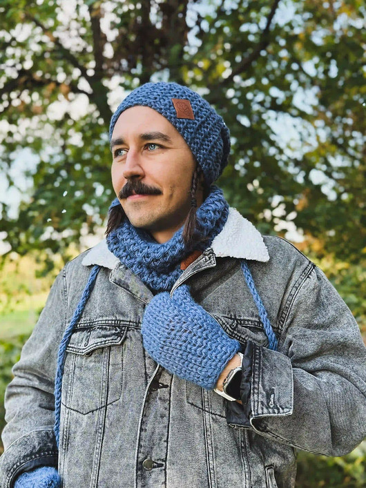 tuby i kominy Męski mały komin MERINO Ciemny niebieski