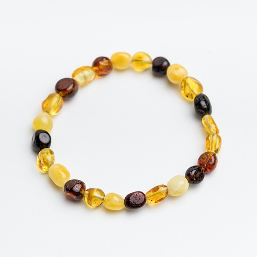 bransoletki z kamieni naturalnych Bransoletka z bursztynu bałtyckiego multikolor elastyczna